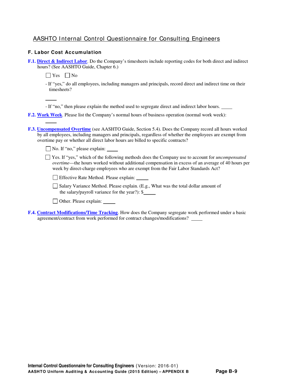 Appendix B Internal Control Questionnaire (Icq) for Consulting Engineers - Delaware, Page 9