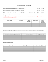 Employment Application for Physical Plant Trades Mechanic I, Casual Seasonal Only - Delaware, Page 2