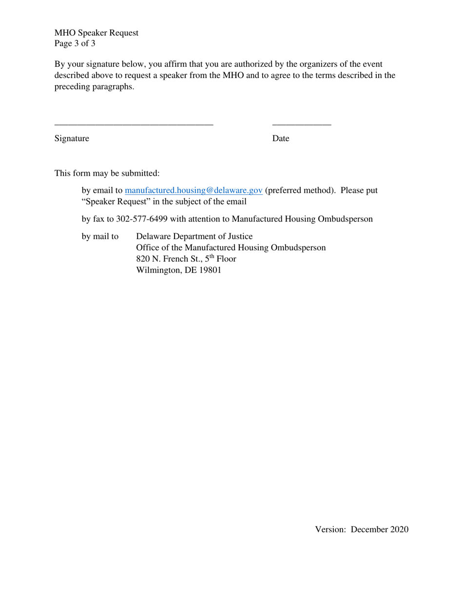 Request for Speaker - Delaware, Page 3