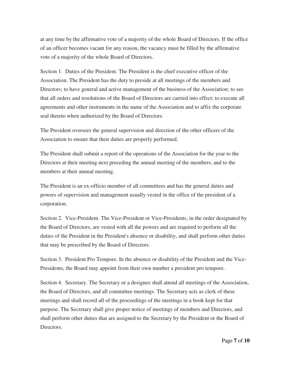 Model Home Owners Association Bylaws - Delaware, Page 8