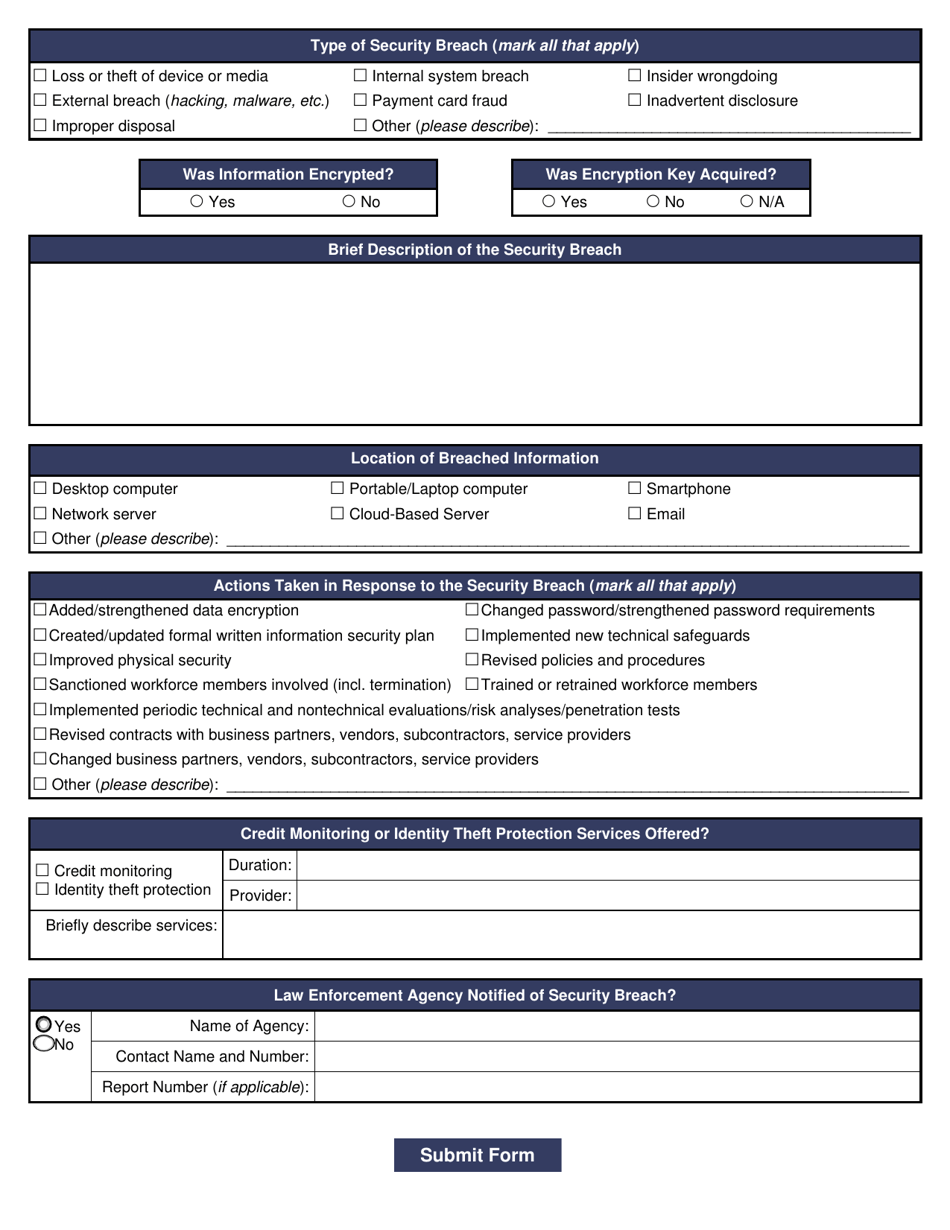 Delaware Security Breach Notification Form - Fill Out, Sign Online and ...