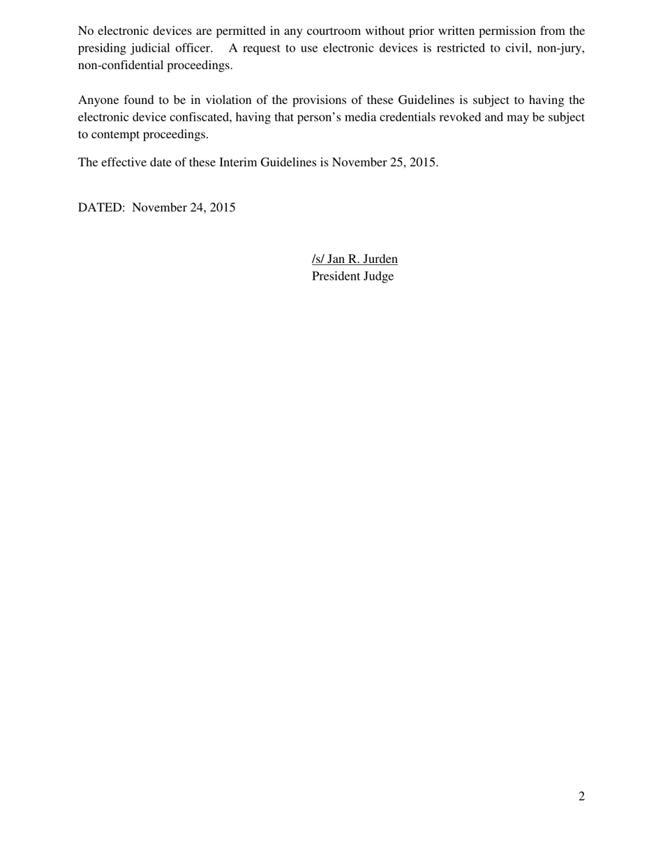 Exhibit A Request for Laptop or Tablet Use in Civil Non-jury, Non-confidential Proceeding - Delaware, Page 2