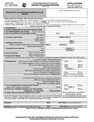 Form DC6-111A &quot;Request for Visiting Privileges&quot; - Florida (English/Spanish)
