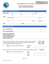 Form DC5-801 &quot;Program Clearinghouse Application&quot; - Florida