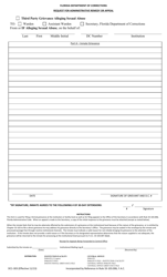 Form DC1-303 &quot;Request for Administrative Remedy or Appeal&quot; - Florida