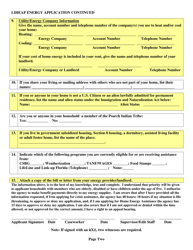 Liheap Energy Assistance Application - Bay County, Florida, Page 2