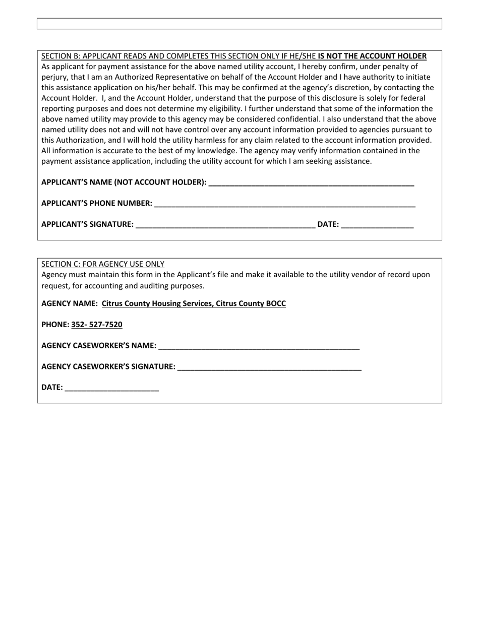Citrus County Florida Liheap Application Low Income Home Energy Assistance Program Fill Out 8777