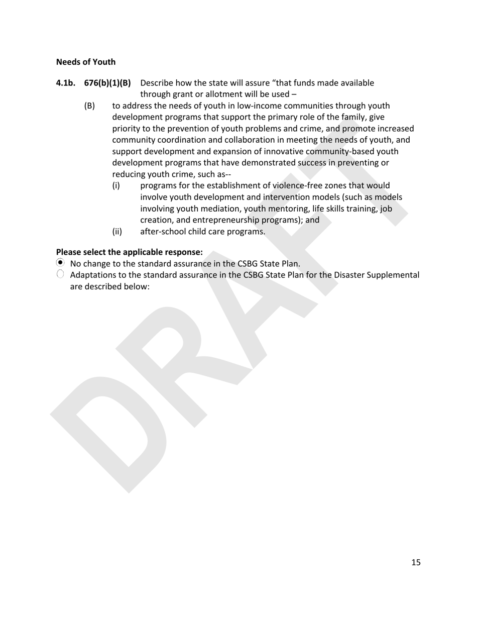 Community Services Block Grant (Csbg) Disaster Supplemental - Stage 3, Longer Term Recovery Application Technical Assistance Template - Draft - Florida, Page 15