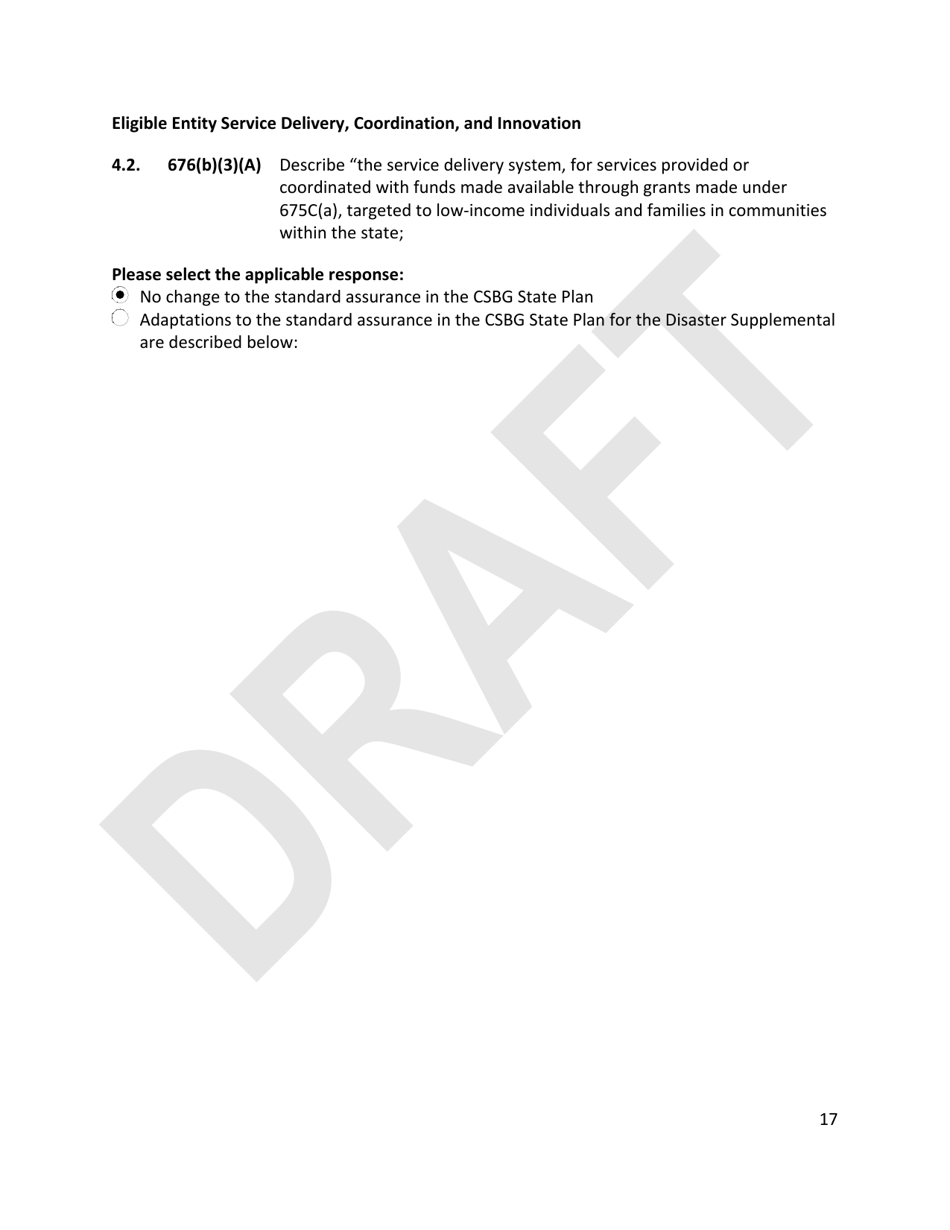 Community Services Block Grant (Csbg) Disaster Supplemental - Stage 3, Longer Term Recovery Application Technical Assistance Template - Draft - Florida, Page 17