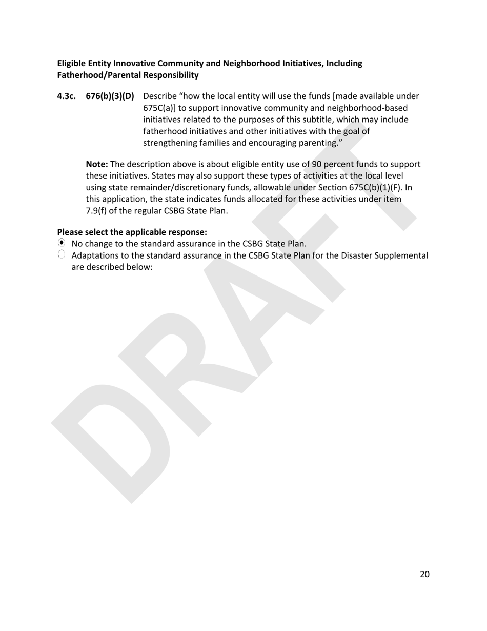 Community Services Block Grant (Csbg) Disaster Supplemental - Stage 3, Longer Term Recovery Application Technical Assistance Template - Draft - Florida, Page 20