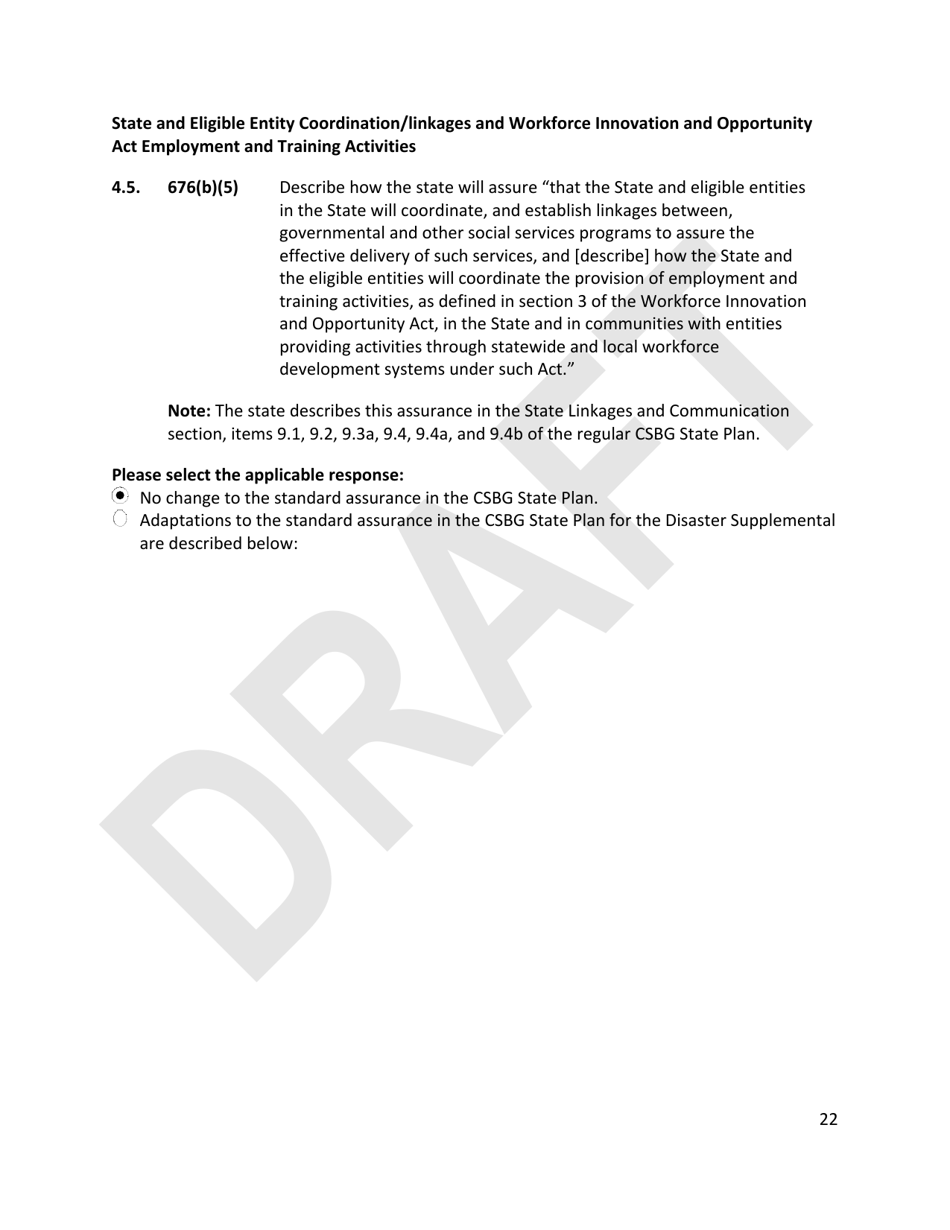 Community Services Block Grant (Csbg) Disaster Supplemental - Stage 3, Longer Term Recovery Application Technical Assistance Template - Draft - Florida, Page 22