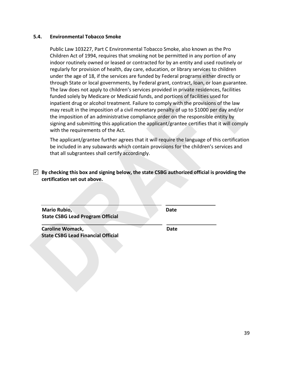 Community Services Block Grant (Csbg) Disaster Supplemental - Stage 3, Longer Term Recovery Application Technical Assistance Template - Draft - Florida, Page 39