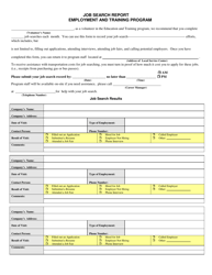Form AWI-FSET4133 &quot;Job Search Report - Employment and Training Program&quot; - Florida
