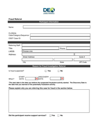 Document preview: Fraud Referral Form - Florida