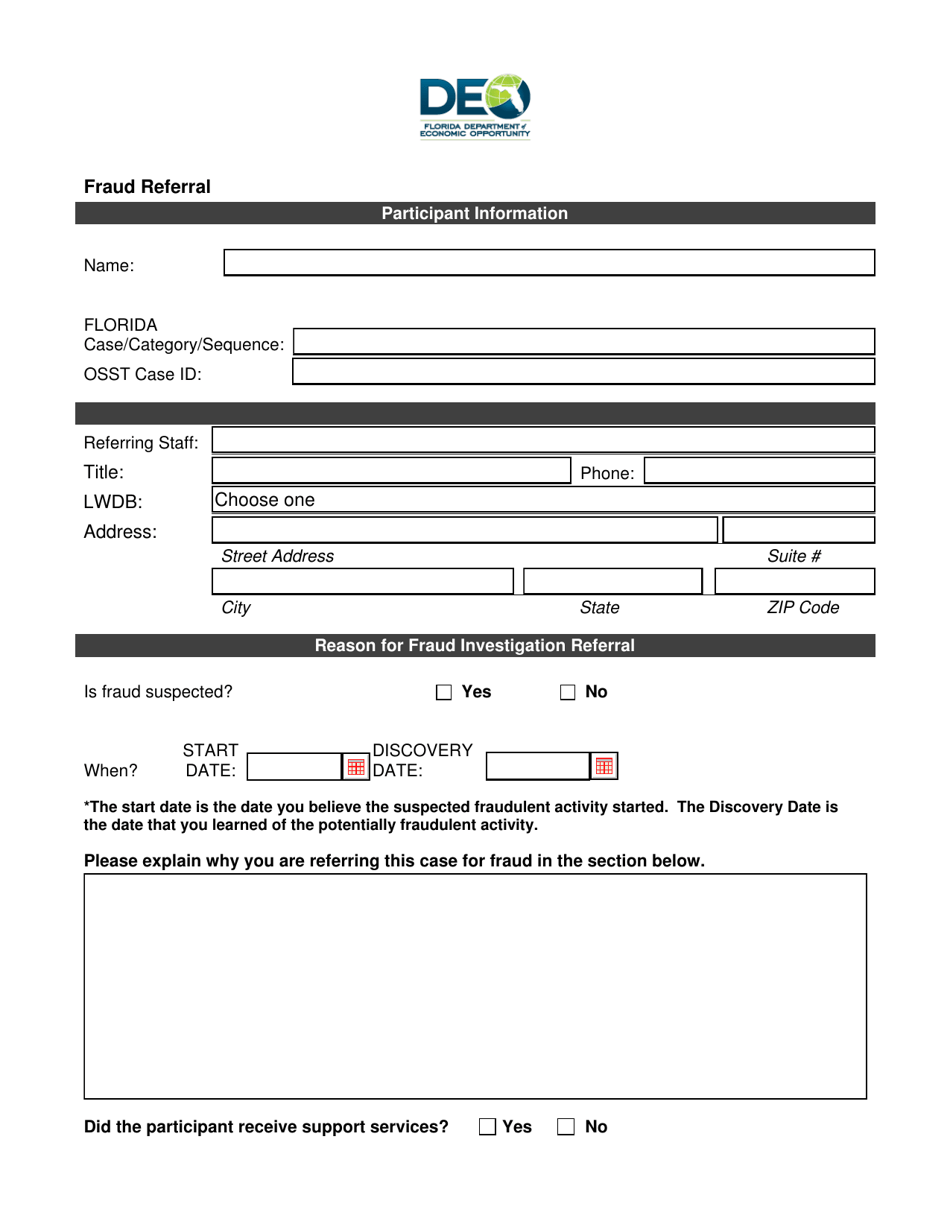 Fraud Referral Form - Florida, Page 1