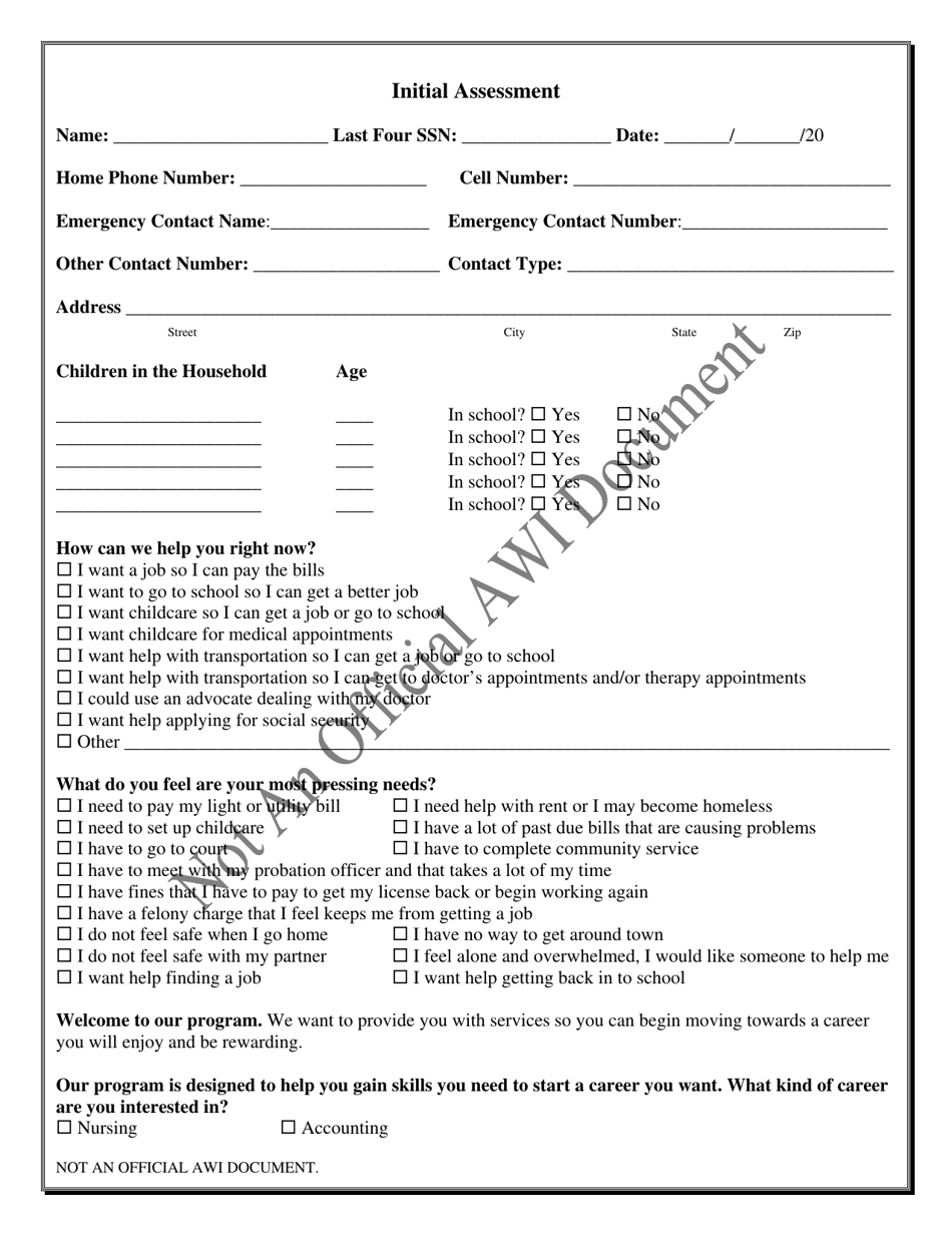 Florida Initial Assessment Download Printable PDF | Templateroller