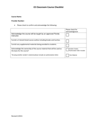 Document preview: Ce Classroom Course Checklist - Florida