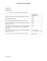 Document preview: Ce Seminar Course Checklist - Florida