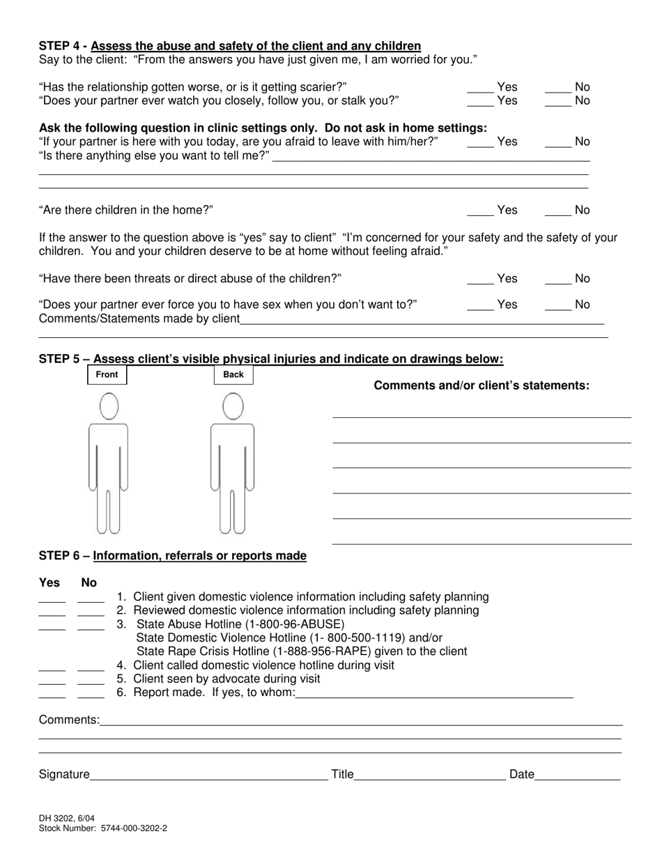 Form DH3202 Domestic Violence Flow Sheet - Florida, Page 2