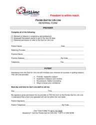 Document preview: Florida Quit for Life Line Referral Form - Florida