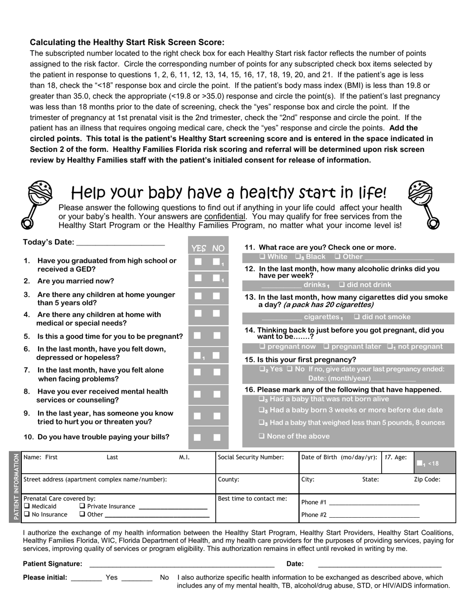 Provider Instructions for Completing the Prenatal Screen - Florida, Page 3
