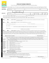 Form DH3135 &quot;Infant Risk Screen&quot; - Florida