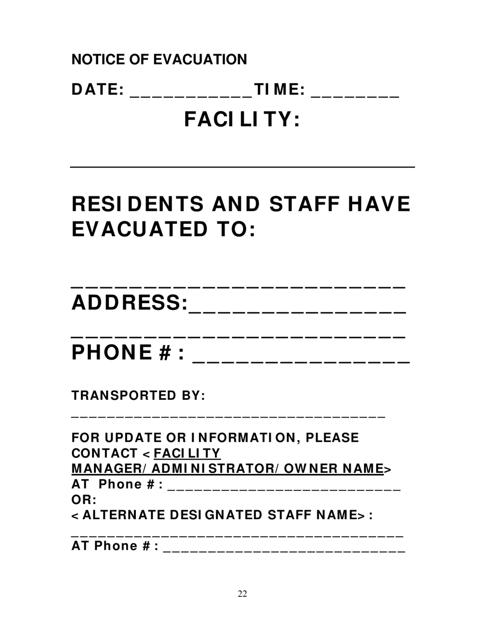 Group Care Program Preparedness Toolkit - Florida, Page 22