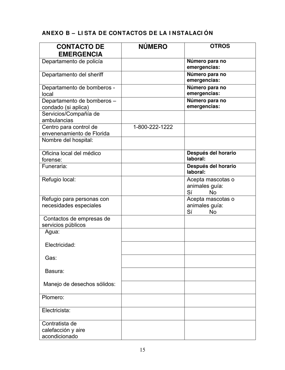 Group Care Program Preparedness Toolkit - Florida (Spanish), Page 16