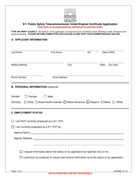 Form DH5066 &quot;911 Public Safety Telecommunicator Initial/Original Certificate Application&quot; - Florida