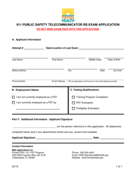 Document preview: 911 Public Safety Telecommunicator Re-exam Application - Florida