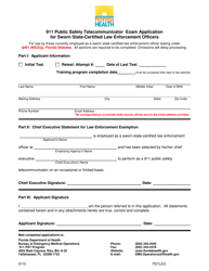 911 Public Safety Telecommunicator Exam Application for Sworn State-Certified Law Enforcement Officers - Florida