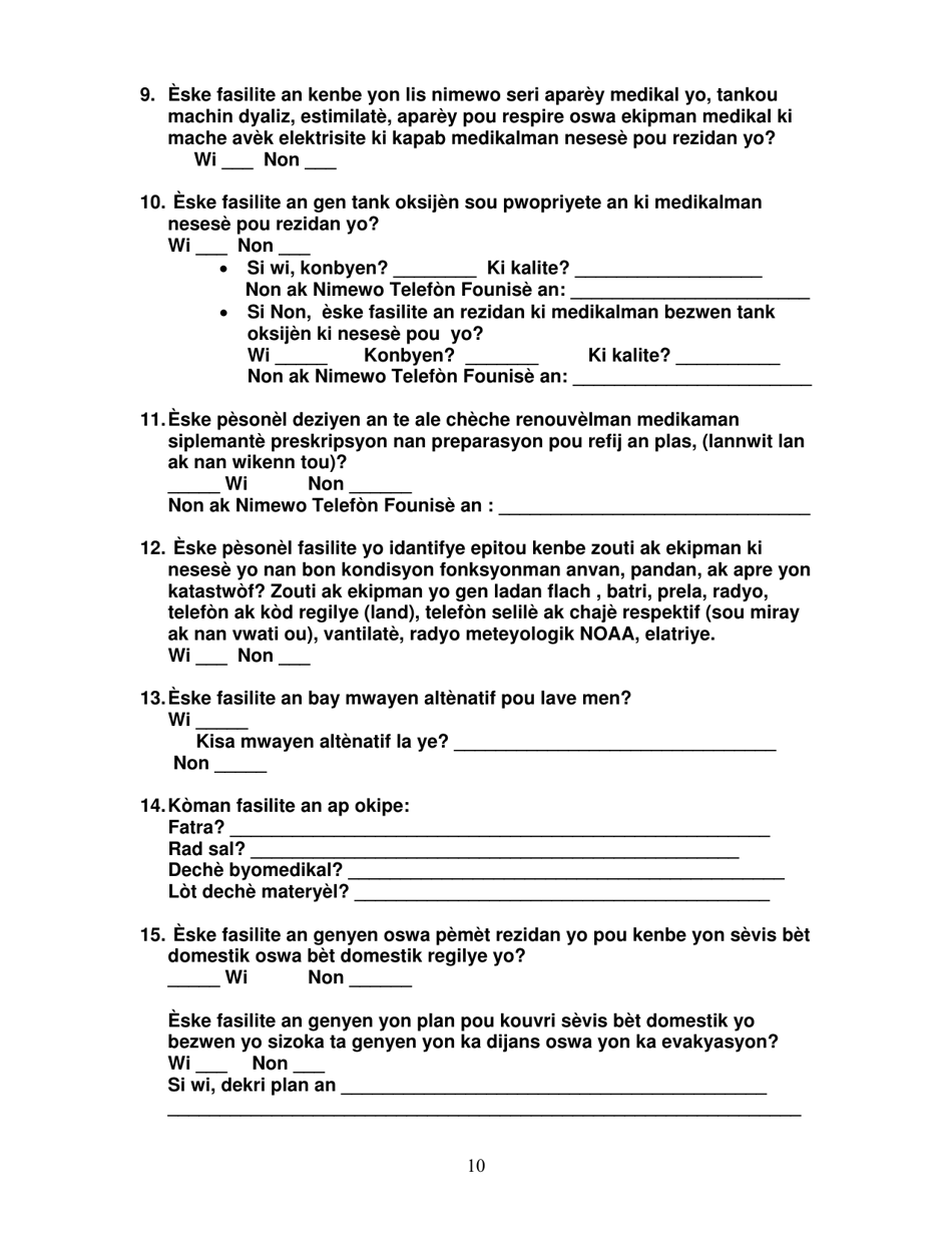 Group Care Program Preparedness Toolkit - Florida (Haitian Creole), Page 10