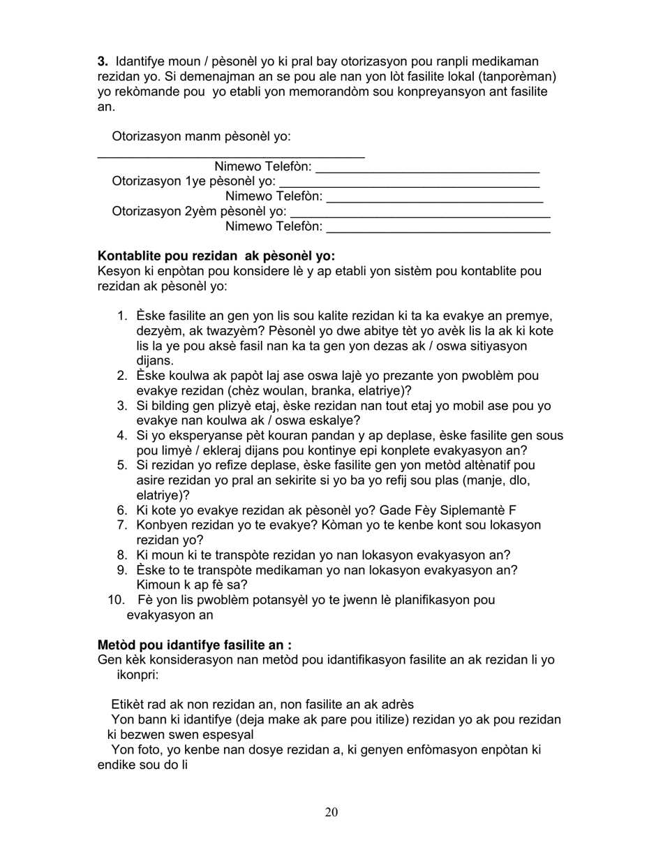 Group Care Program Preparedness Toolkit - Florida (Haitian Creole), Page 20