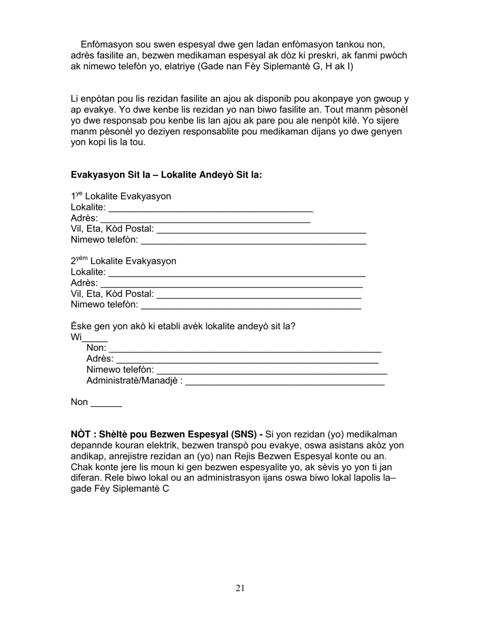 Group Care Program Preparedness Toolkit - Florida (Haitian Creole), Page 21