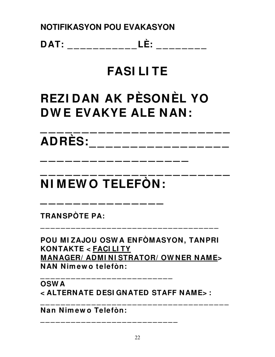 Group Care Program Preparedness Toolkit - Florida (Haitian Creole), Page 22