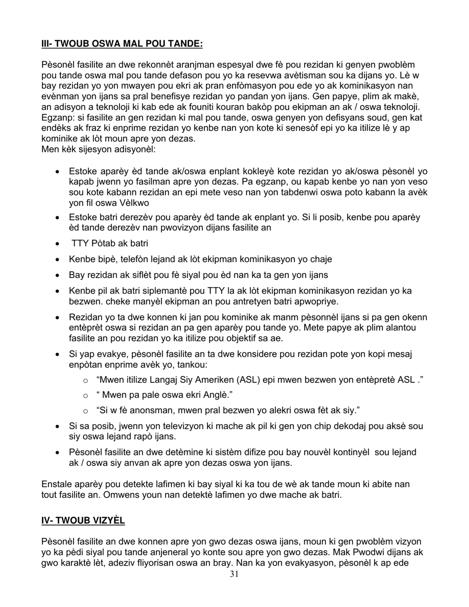 Group Care Program Preparedness Toolkit - Florida (Haitian Creole), Page 31