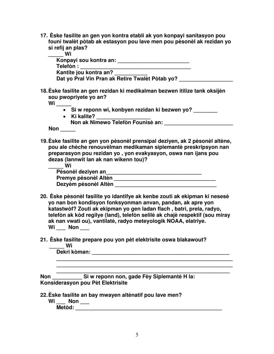 Group Care Program Preparedness Toolkit - Florida (Haitian Creole), Page 5