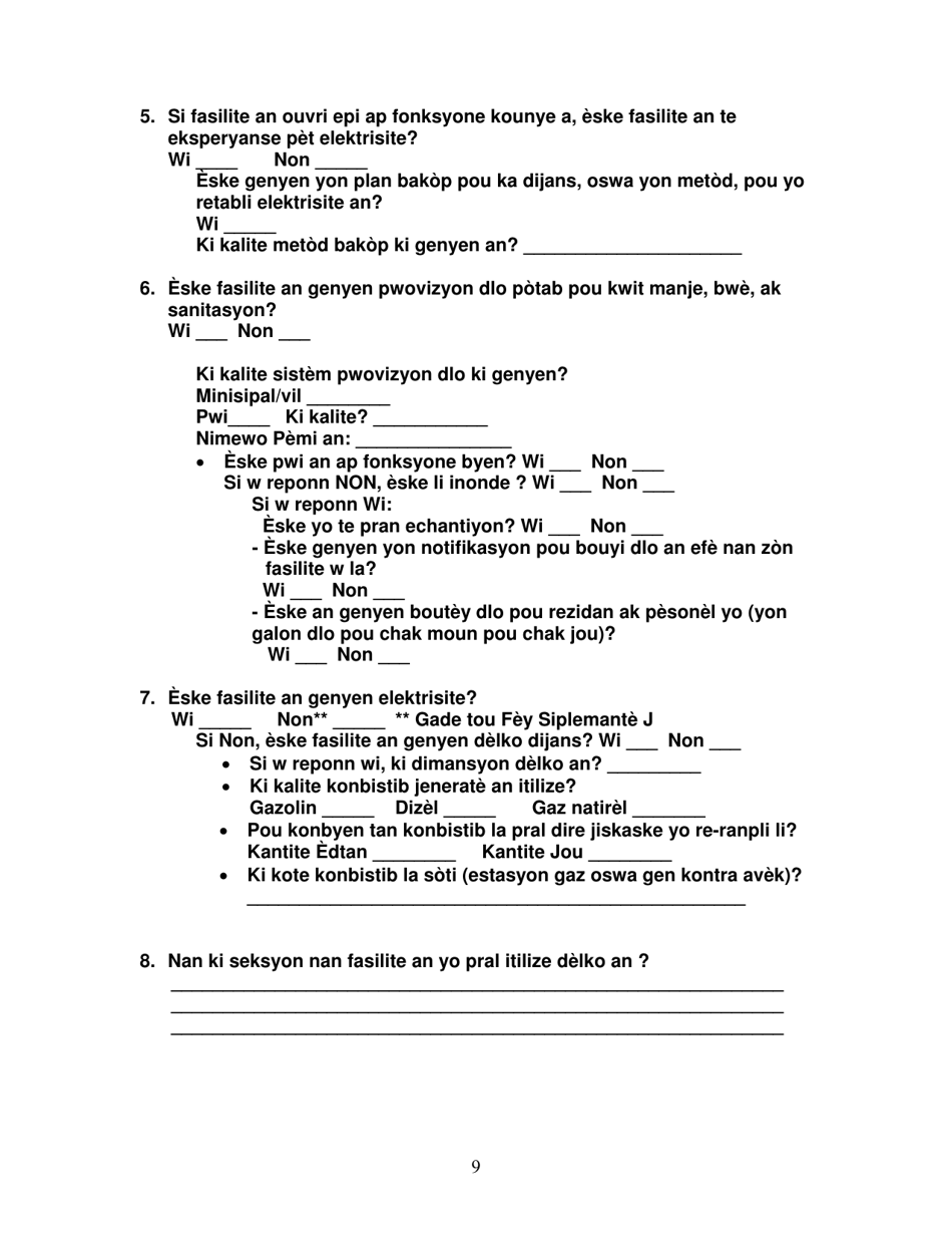 Group Care Program Preparedness Toolkit - Florida (Haitian Creole), Page 9