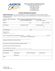 Form DH2143 &quot;Patient Information Request&quot; - Florida