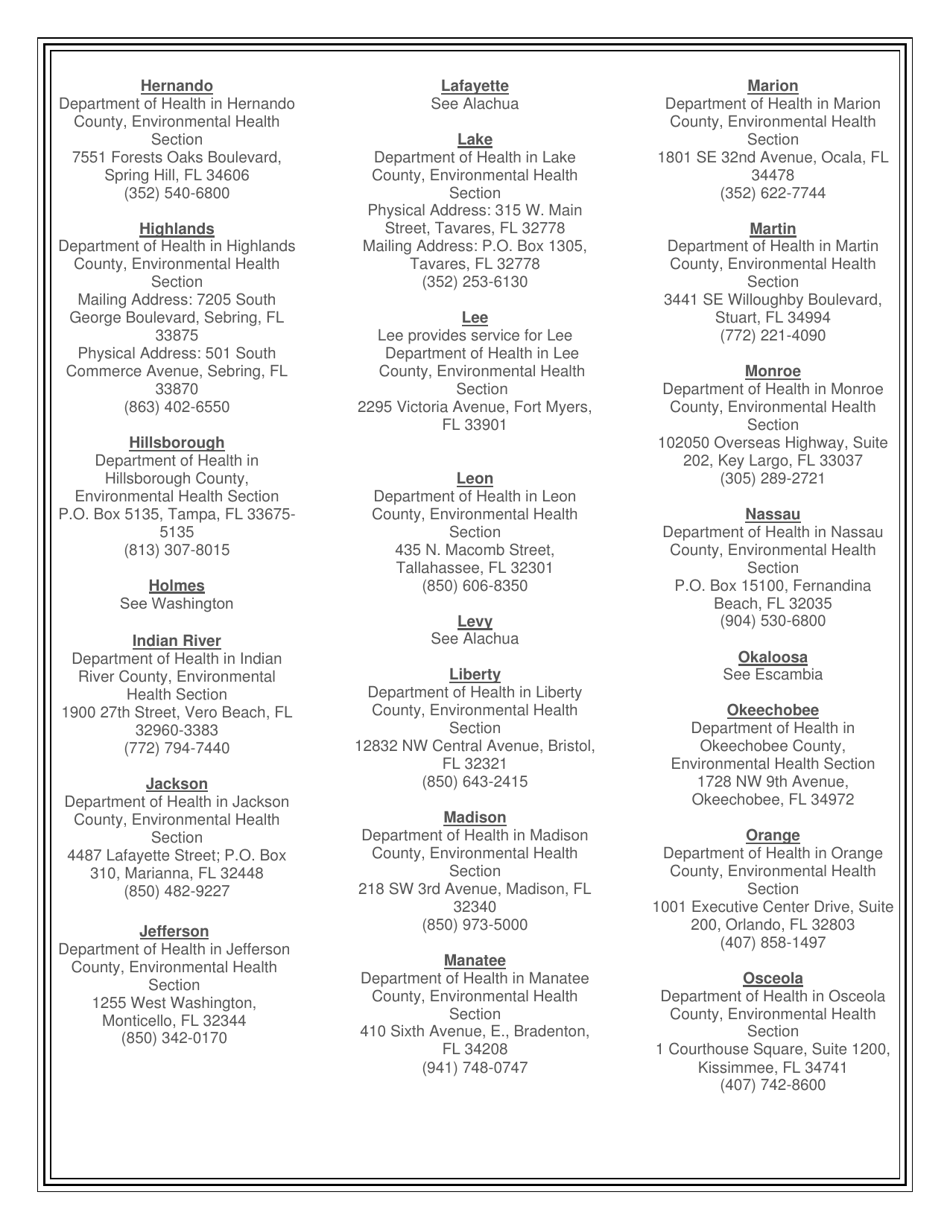 DH Form 4037 Application for Mobile Home Park, Mobile Home Park Housing Migrant Farmworkers, Lodging Park, Recreational Vehicle Park and Recreational Camp - Florida, Page 3