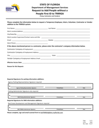 Form 4201 &quot;Request to Add People Without a People First Id to Tririga (Temp, Contractors and Vendors)&quot; - Florida
