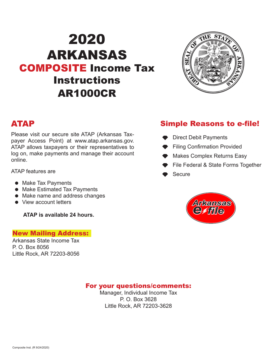 Instructions for Form AR1000CR Arkansas Income Tax Composite Tax Return - Arkansas, Page 1