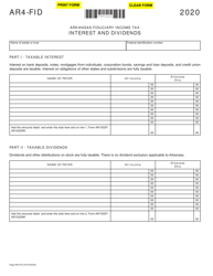 Document preview: Form AR4-FID Arkansas Fiduciary Income Tax Interest and Dividends - Arkansas, 2020