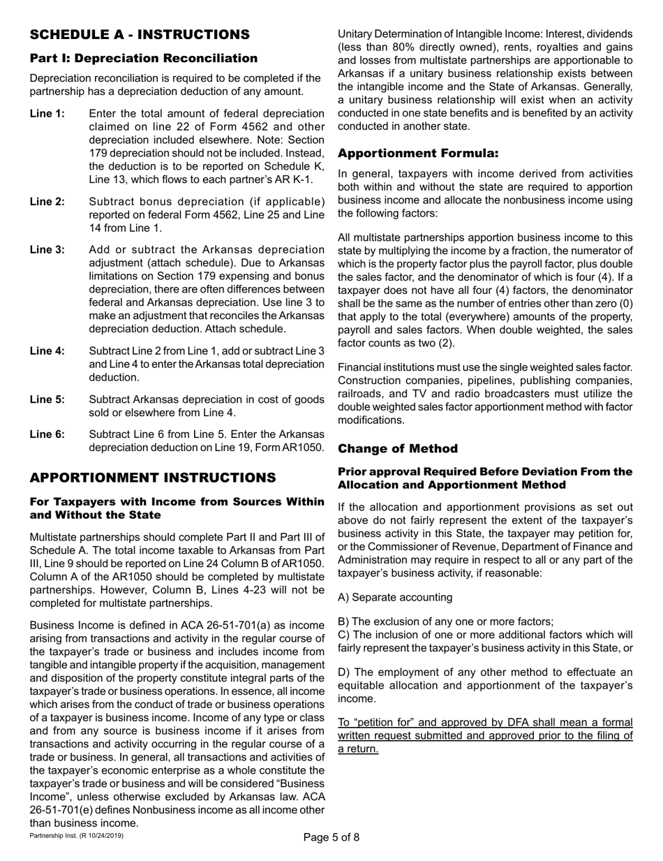 Instructions for Form AR1050 Arkansas Partnership Income Tax Return - Arkansas, Page 7