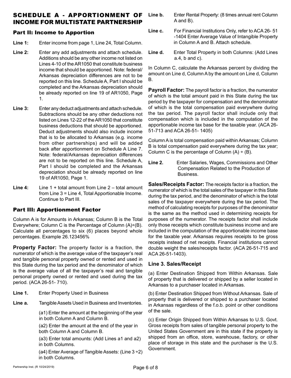 Instructions for Form AR1050 Arkansas Partnership Income Tax Return - Arkansas, Page 8