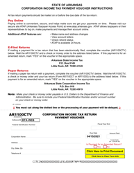 Document preview: Form AR1100CTV Corporation Income Tax Return Payment Voucher - Arkansas