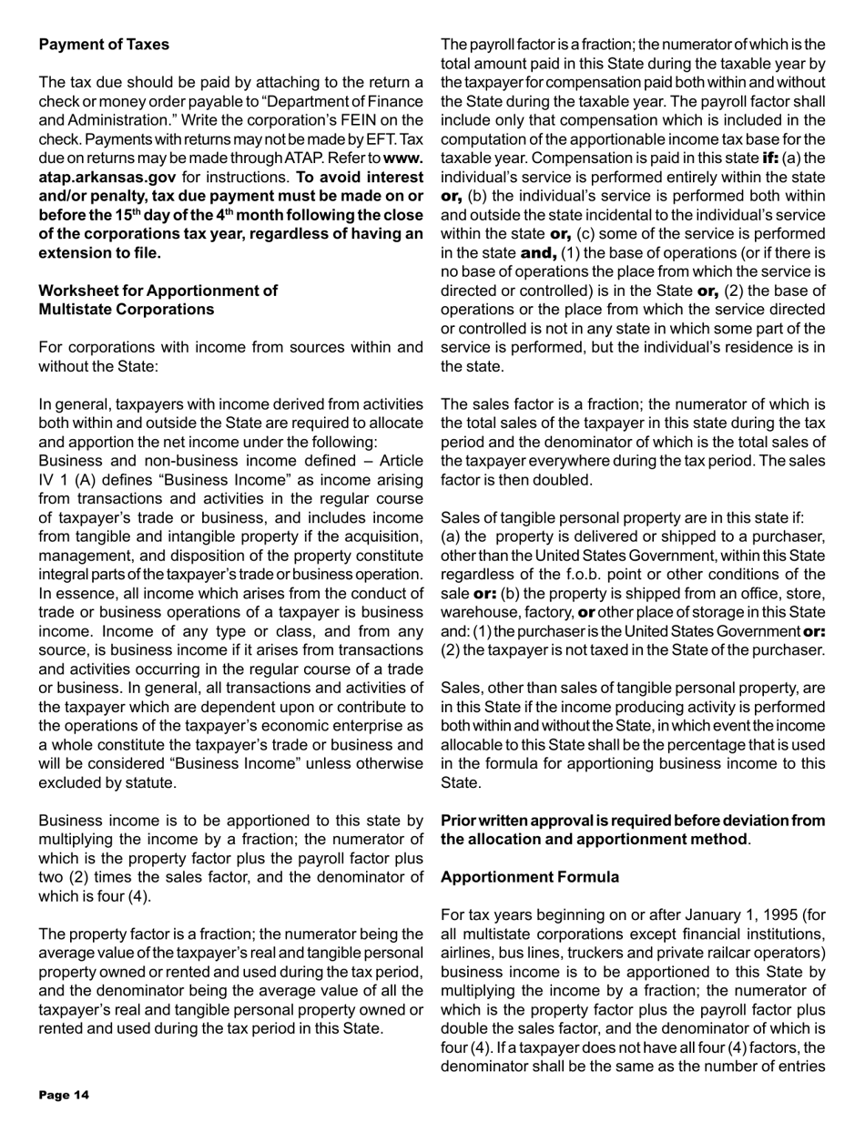 Instructions for Form AR1100S Arkansas S Corporation Income Tax Return - Arkansas, Page 14