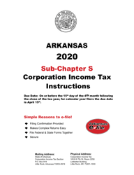 Instructions for Form AR1100S Arkansas S Corporation Income Tax Return - Arkansas