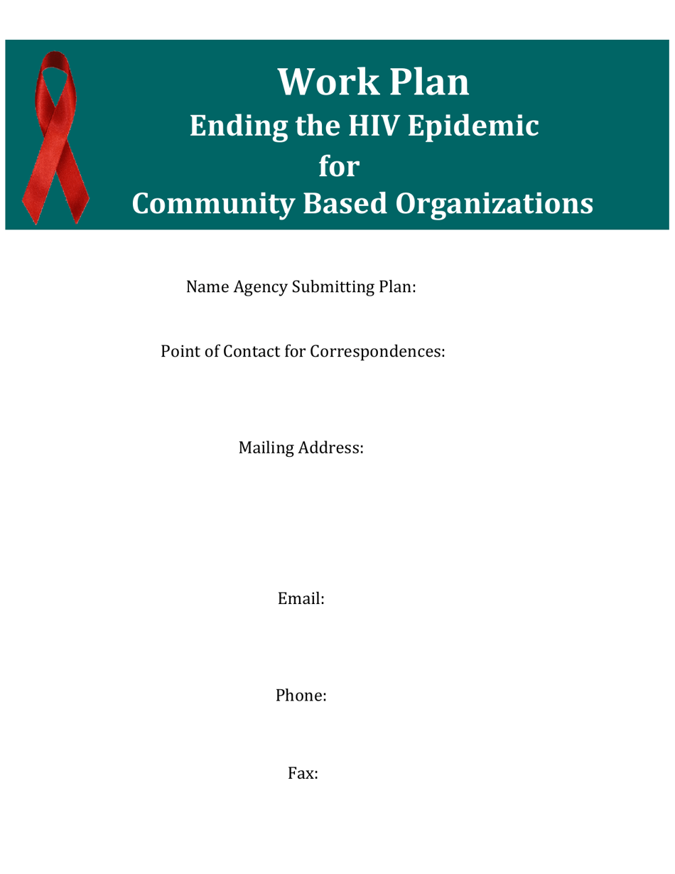 Work Plan - Ending the HIV Epidemic Community Organization Initiatives - Arkansas, Page 1
