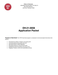 Form DH-21-0008 &quot;Community Sub Grants for Tpcp Application Packet&quot; - Arkansas